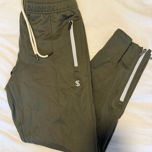 TS Olive Green Joggers with Zipper Pockets